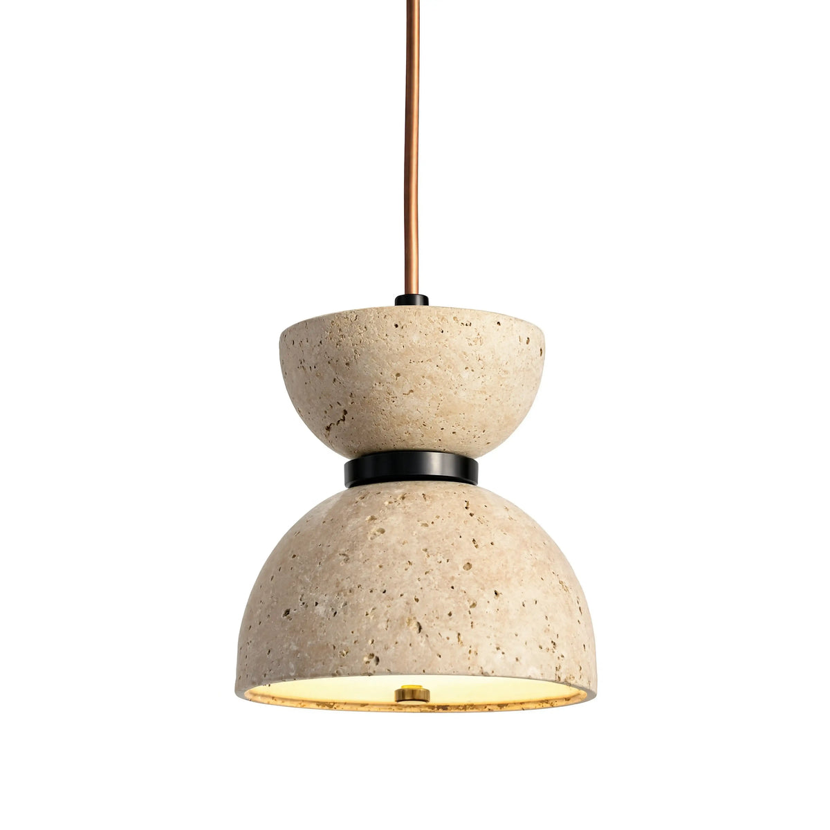 Sybaris travertine hourglass pendant light