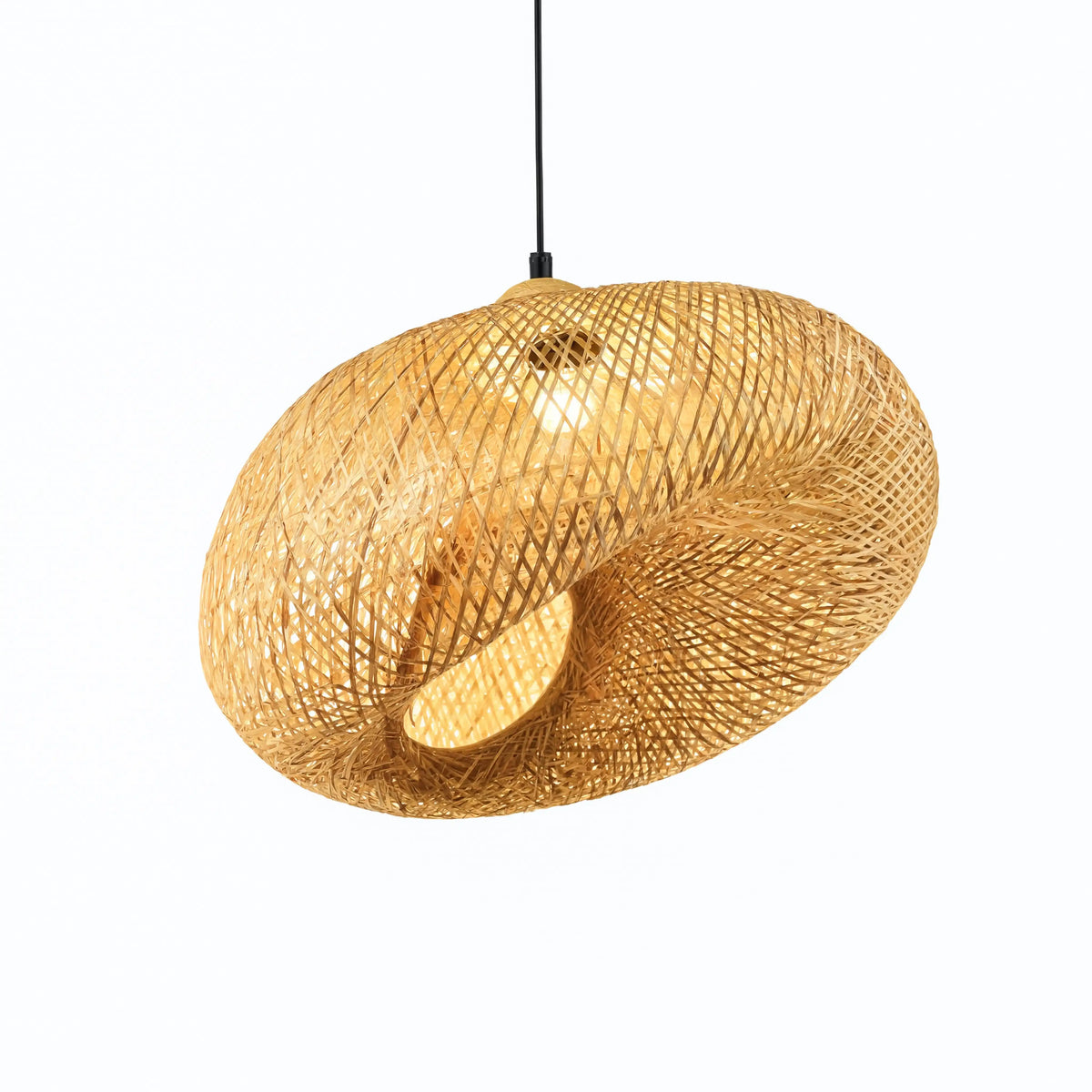 Triton twisted woven rattan pendant light
