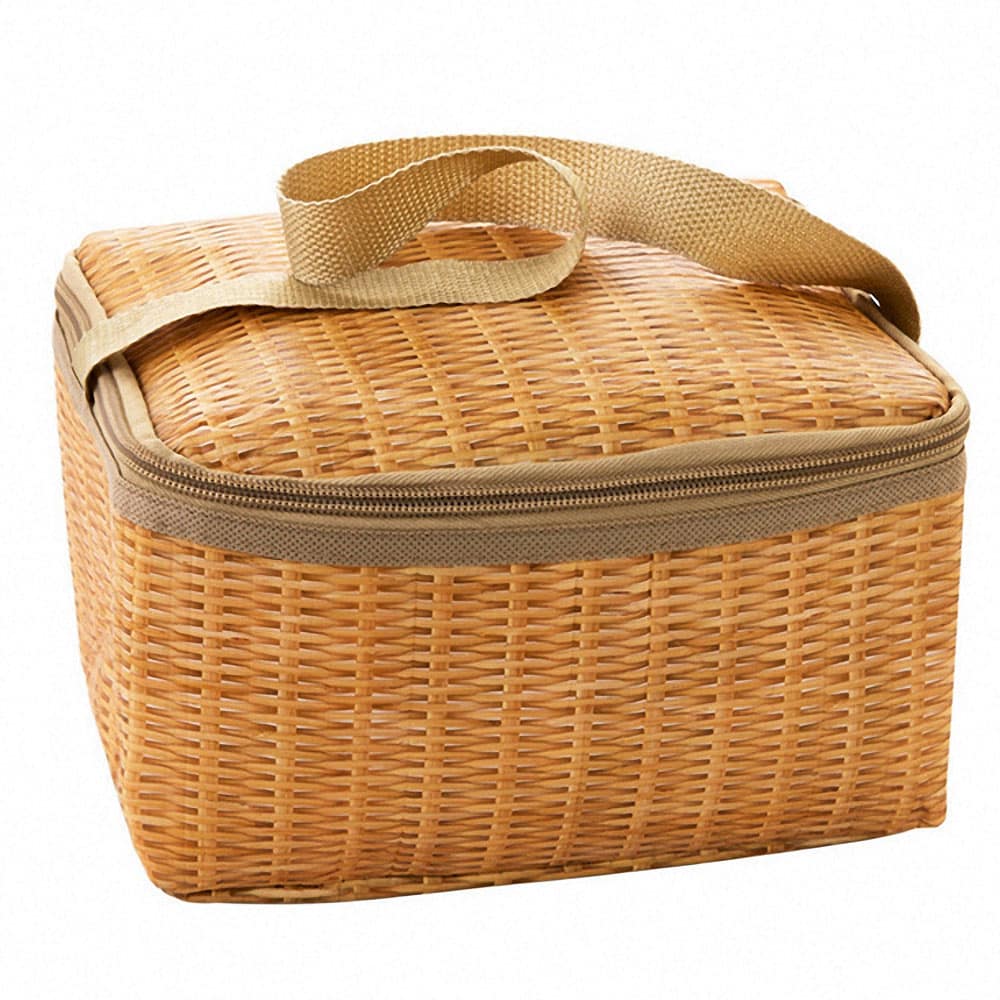 Insulated waterproof rattan picnic bag