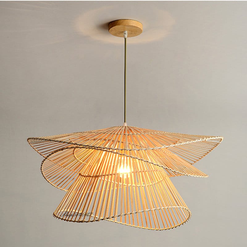 Multi-tier concentric handwoven rattan chandelier