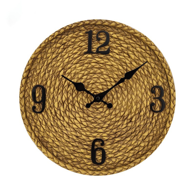 Outdoor rattan-look wall clock