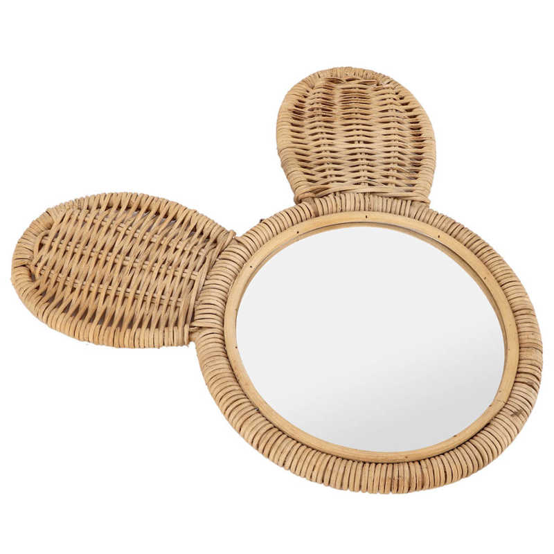 Teddy bear head rattan mirror with rounded ears – another view (3)