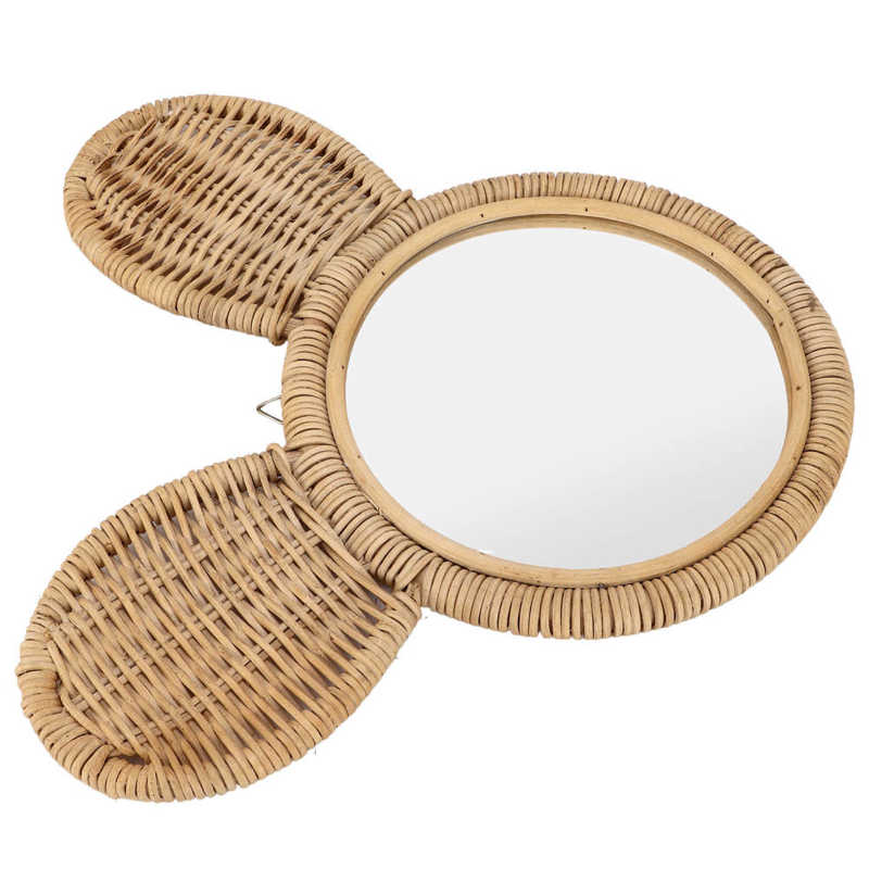 Teddy bear head rattan mirror with rounded ears – another view (2)