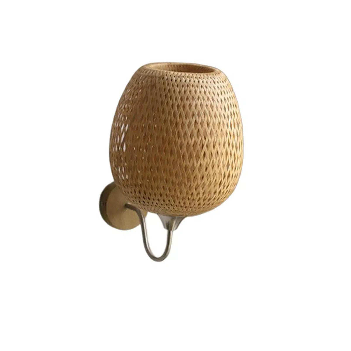 Vintage boho handwoven rattan wall sconce with a fan pattern – another view (2)