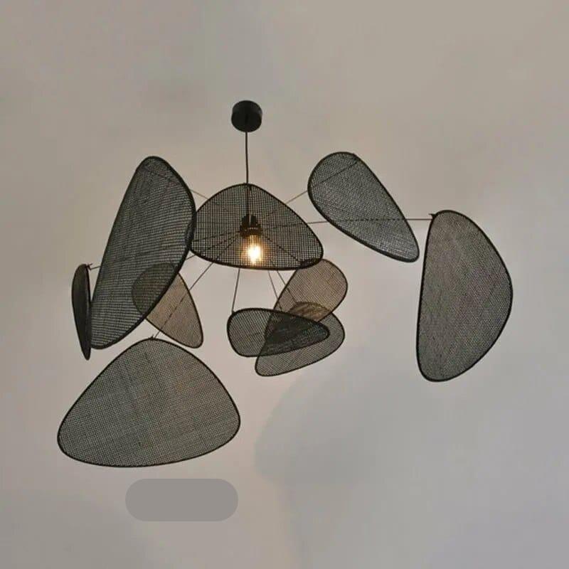Matte black handwoven rattan pendant light