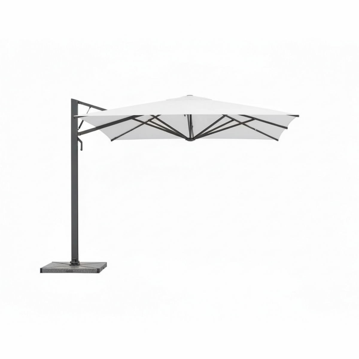 Sofy gray aluminum 3 x 3 m offset umbrella with white canopy