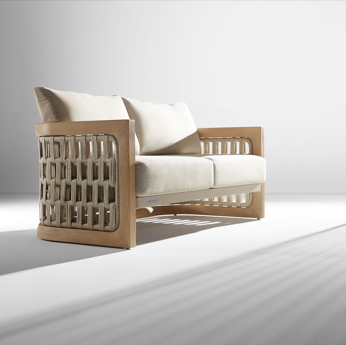 Palma 2-seat teak and rope outdoor loveseat
