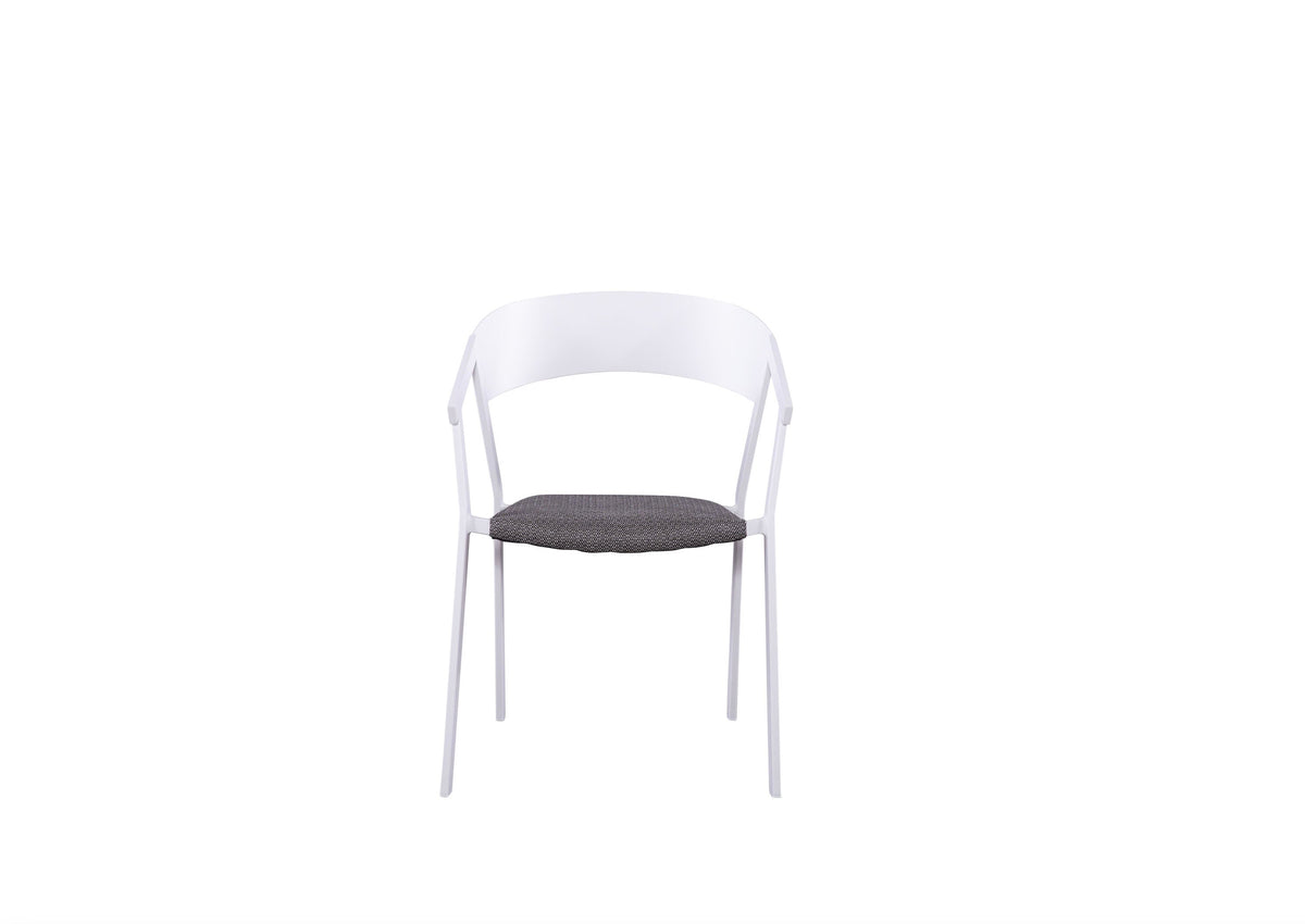Lara stackable aluminum dining armchairs with curved back, set of 2