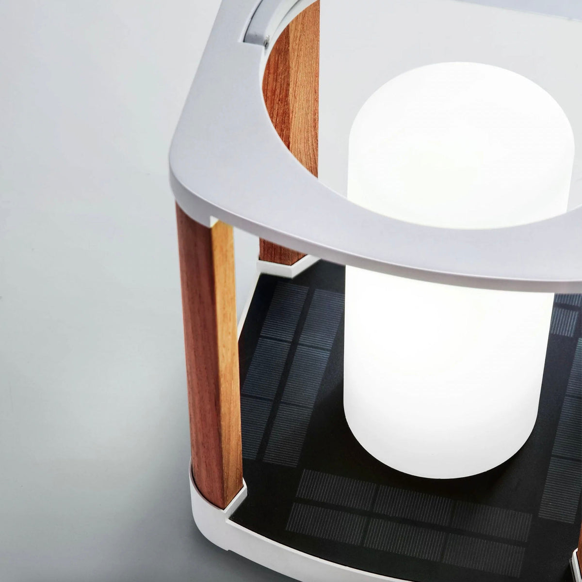 Aurora white solar outdoor lantern, medium – close-up detail