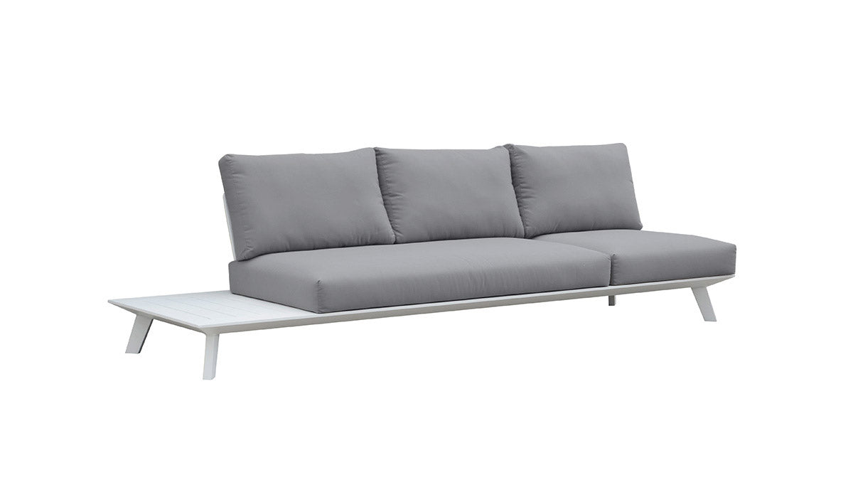 Bench from the Tiny 6-seat white modular aluminum outdoor sofa – another view