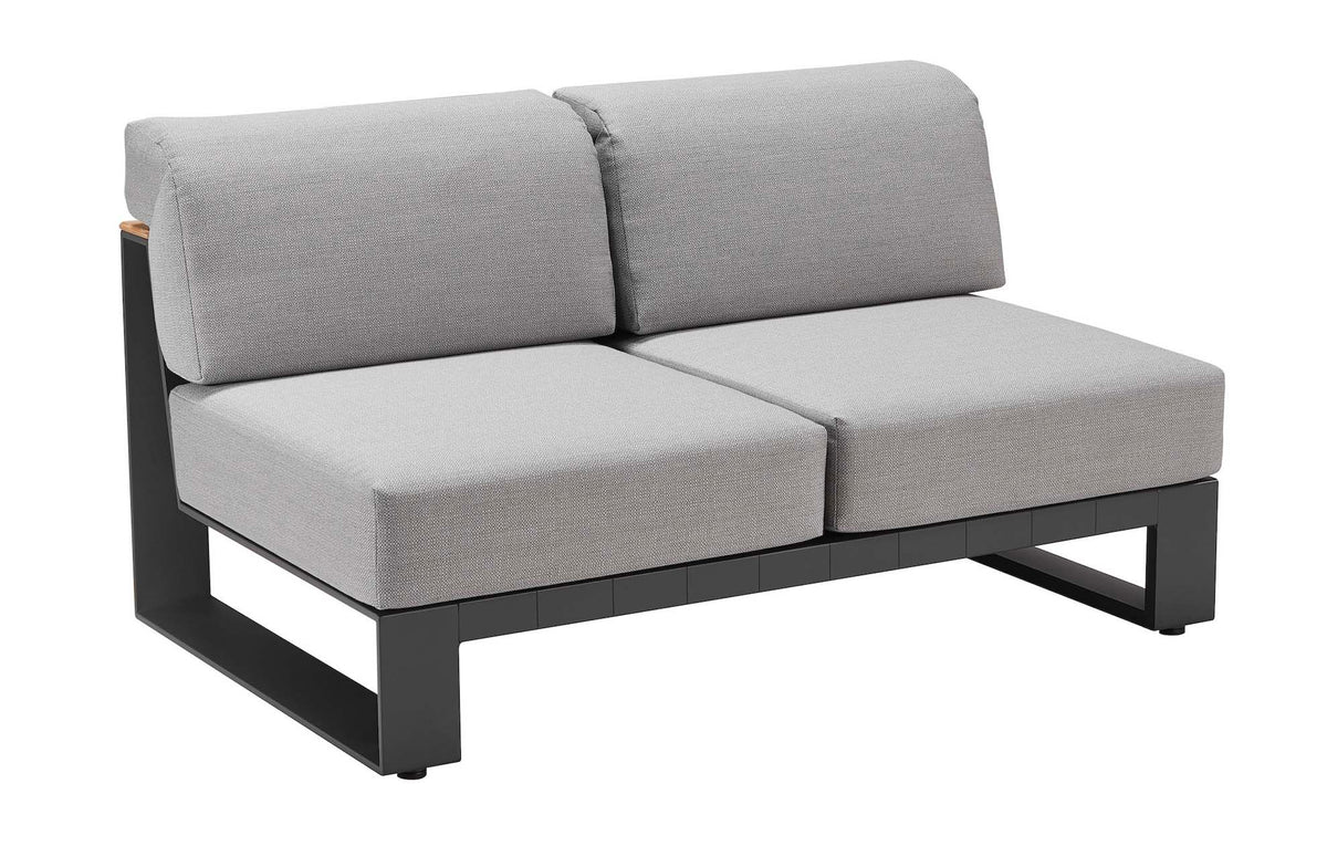Bench from the Sofy Plus 8-seat aluminum and teak outdoor sectional – another view
