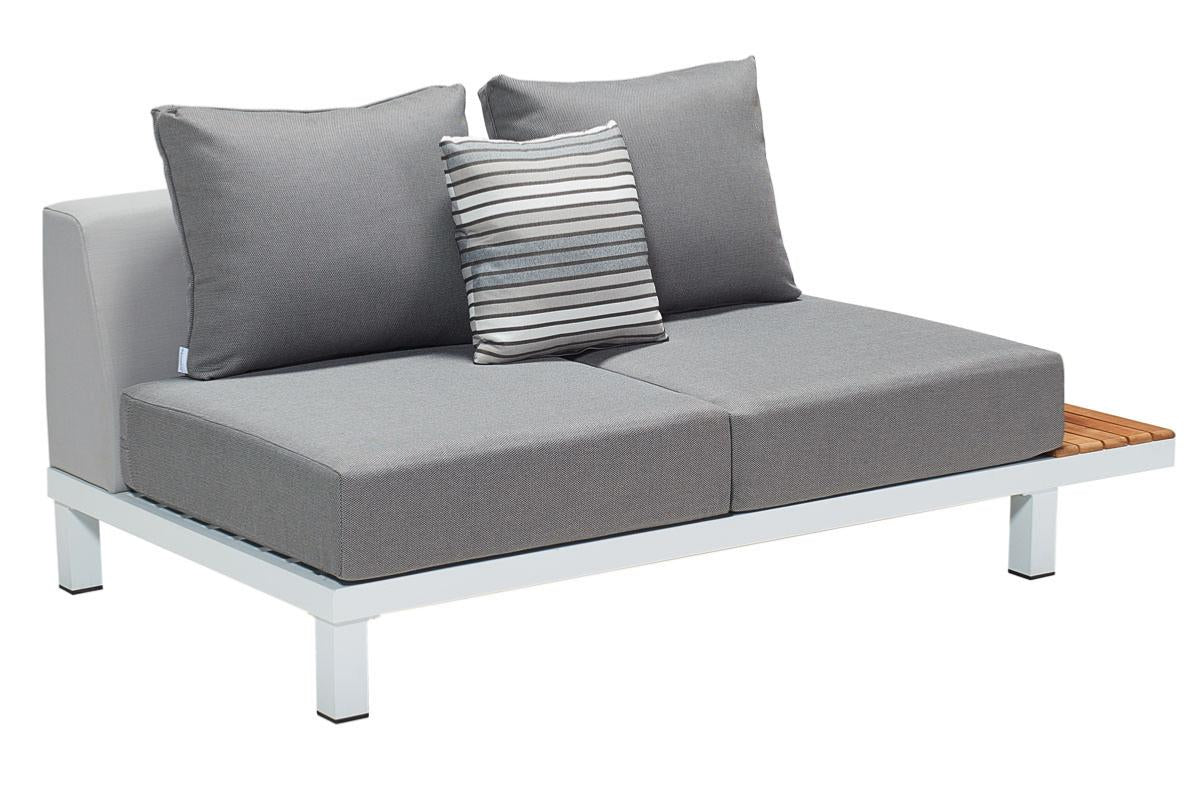 Orsy Cosy 5-seat white aluminum and teak corner sofa set – another view (2)