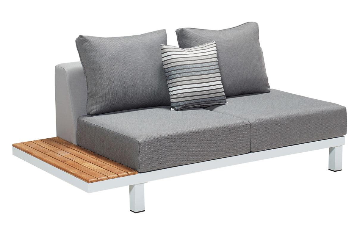 Orsy Cosy 5-seat white aluminum and teak corner sofa set – another view