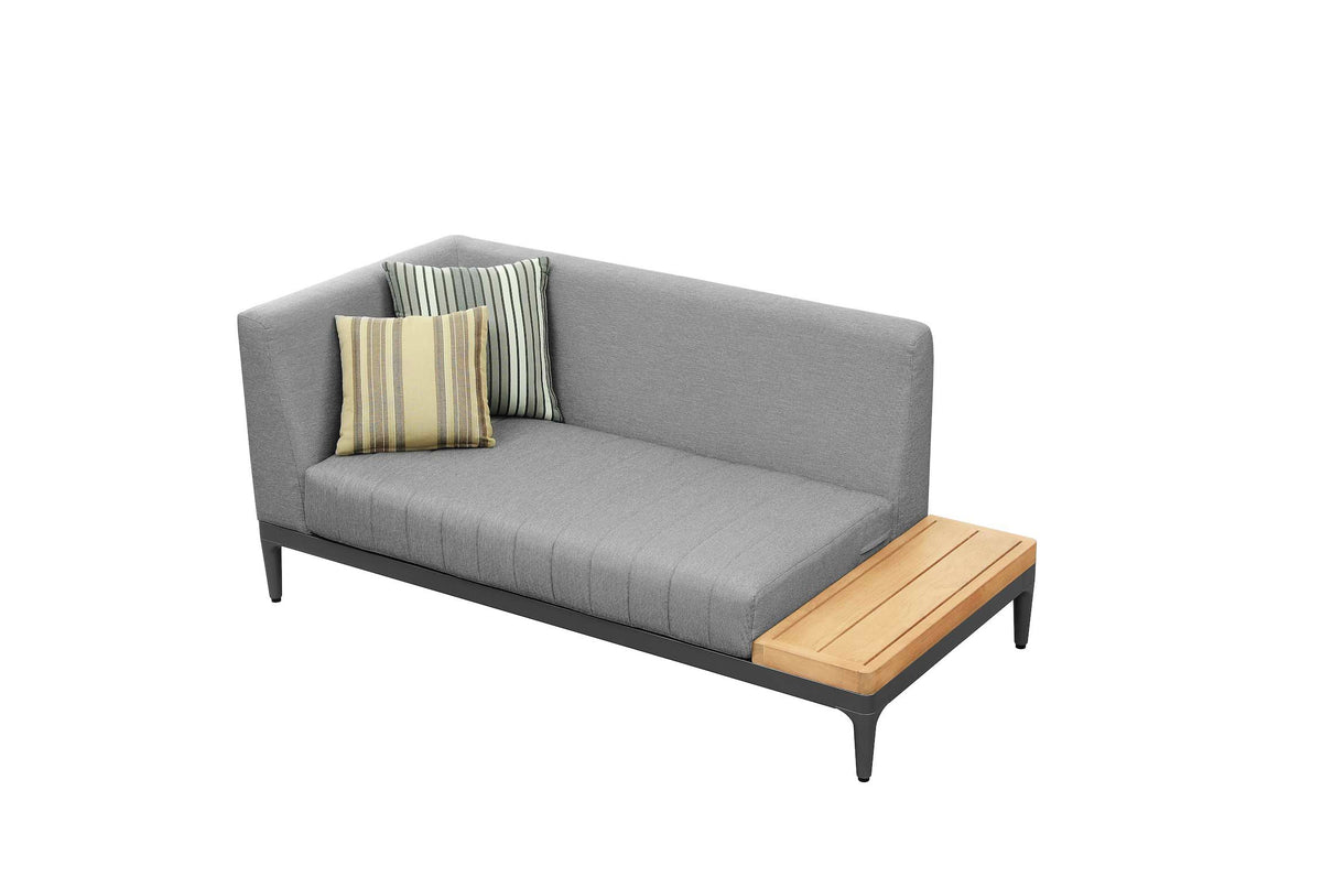 Bench from the Sira Mini compact anthracite aluminum and teak outdoor sectional – another view