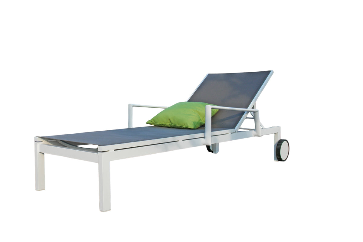 Enea aluminum textilene sun lounger with wheels