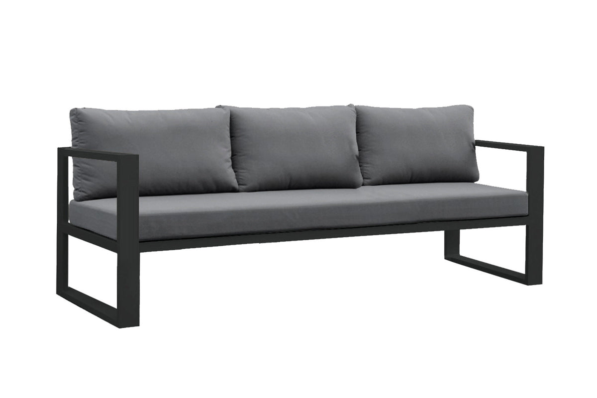 3-seat sofa from the Jelly black aluminum patio set with lift-top coffee table