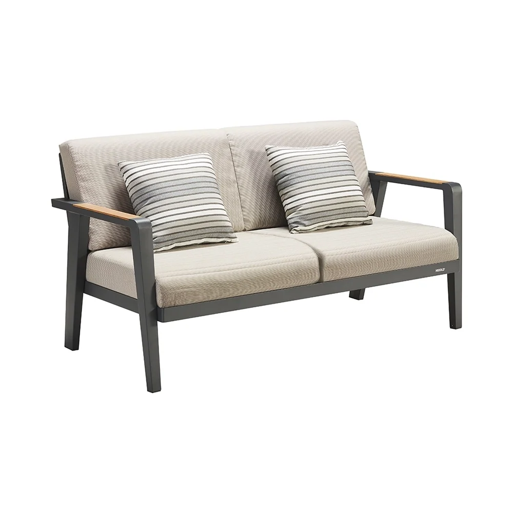 Lovy 2-seat aluminum and teak outdoor sofa