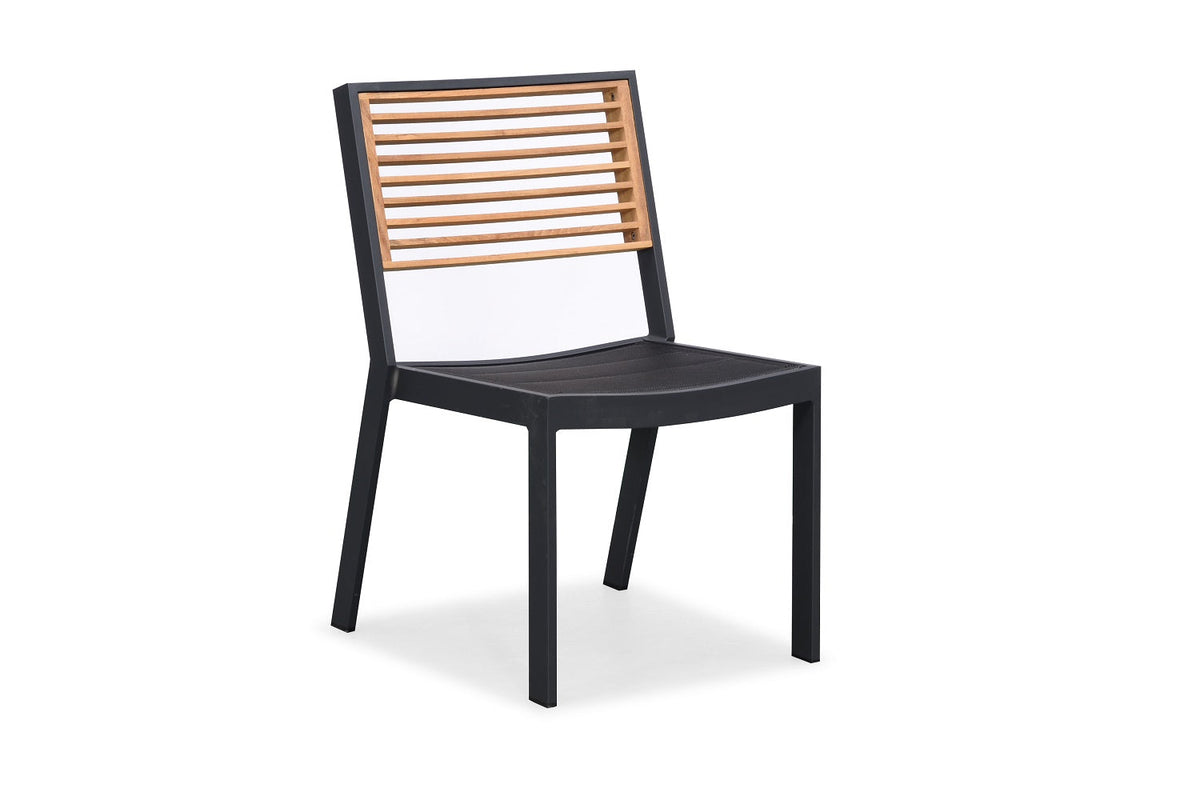 York black aluminum and teak bistro dining set for four – another view (2)