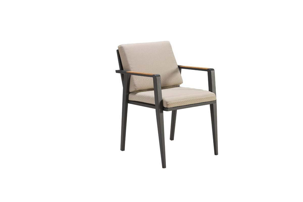 Lovy 6-seat aluminum and teak outdoor dining set