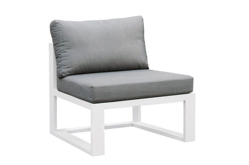 Belly Cosy white aluminum corner sofa with coffee table – another view (2)