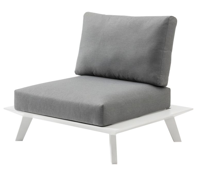 Armless chair from the Tiny 6-seat white modular aluminum outdoor sofa