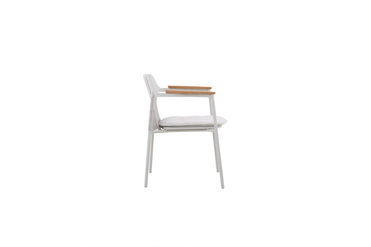 Julia beige stackable patio dining chair with rope back – another view (2)