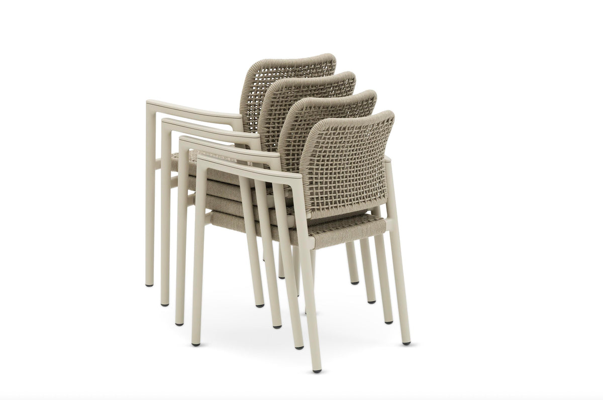 Matia beige stackable rope dining chairs, set of 4 – another view