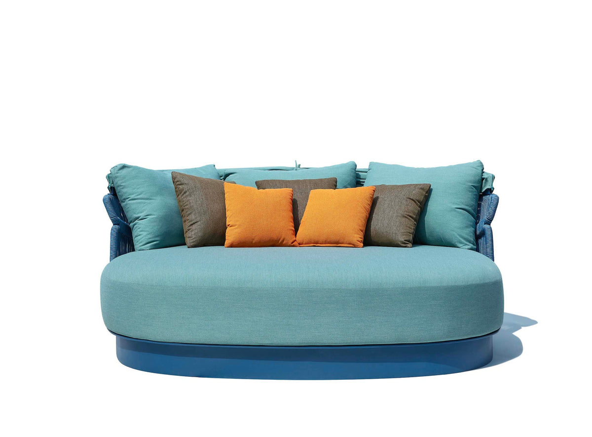 Laska round blue rope double pool bed with folding canopy – another view (2)