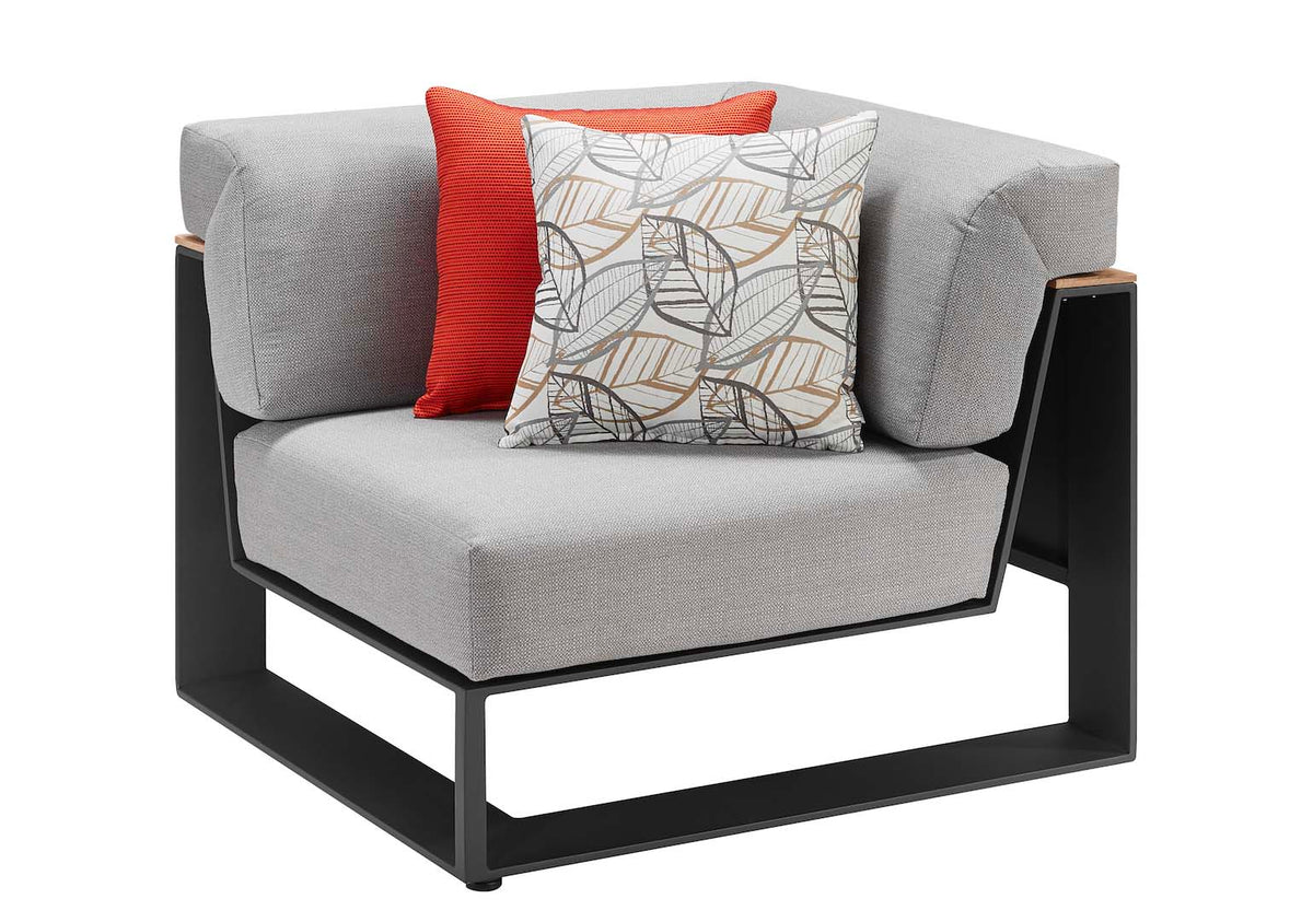 Armchair from the Sofy aluminum and teak modular outdoor sectional – another view