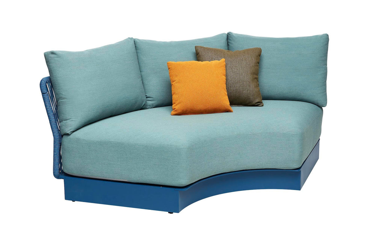 Laska curved blue rope outdoor corner sofa set with ceramic coffee table