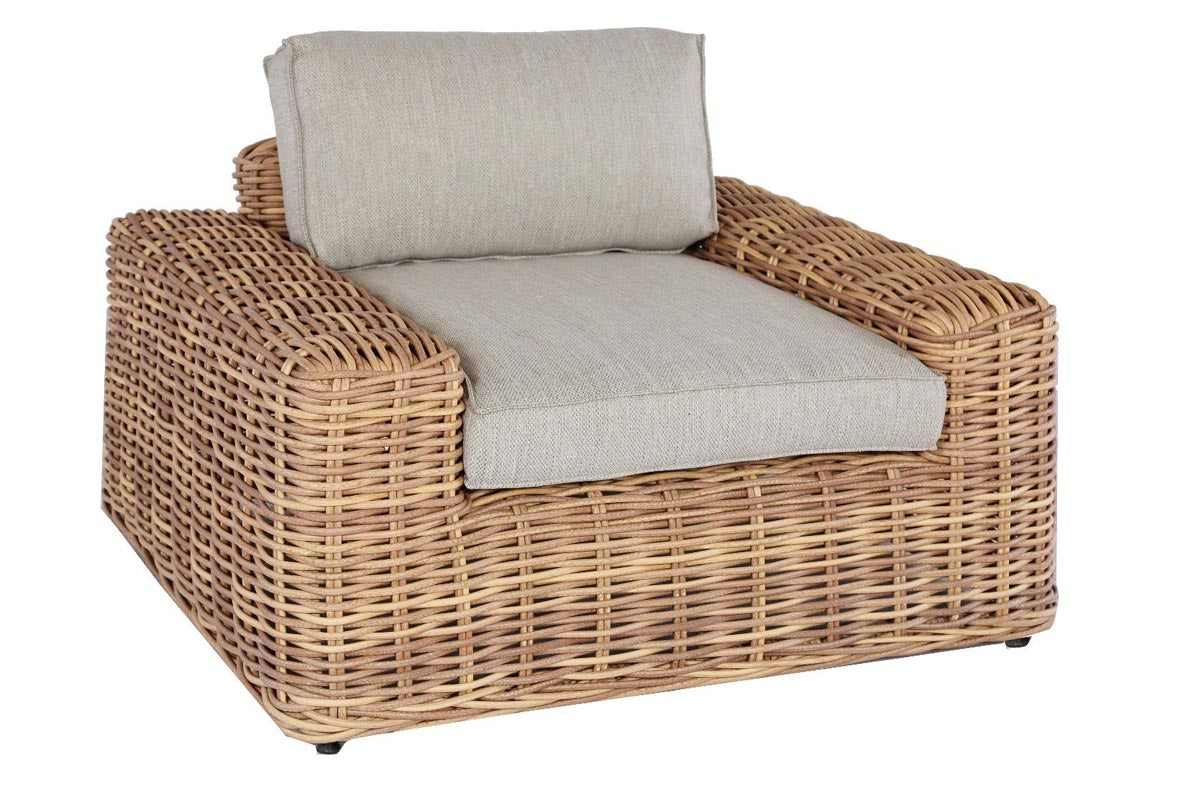 Bali round resin wicker patio set with 3-seat sofa, two armchairs and glass table – another view (2)