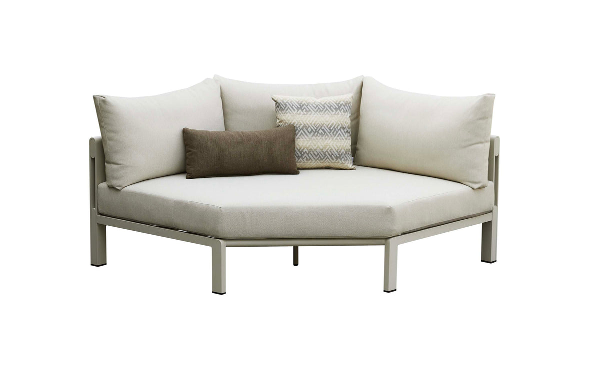 Corner chair from the Milan 7-seat rope outdoor sectional with ice bucket armless chair