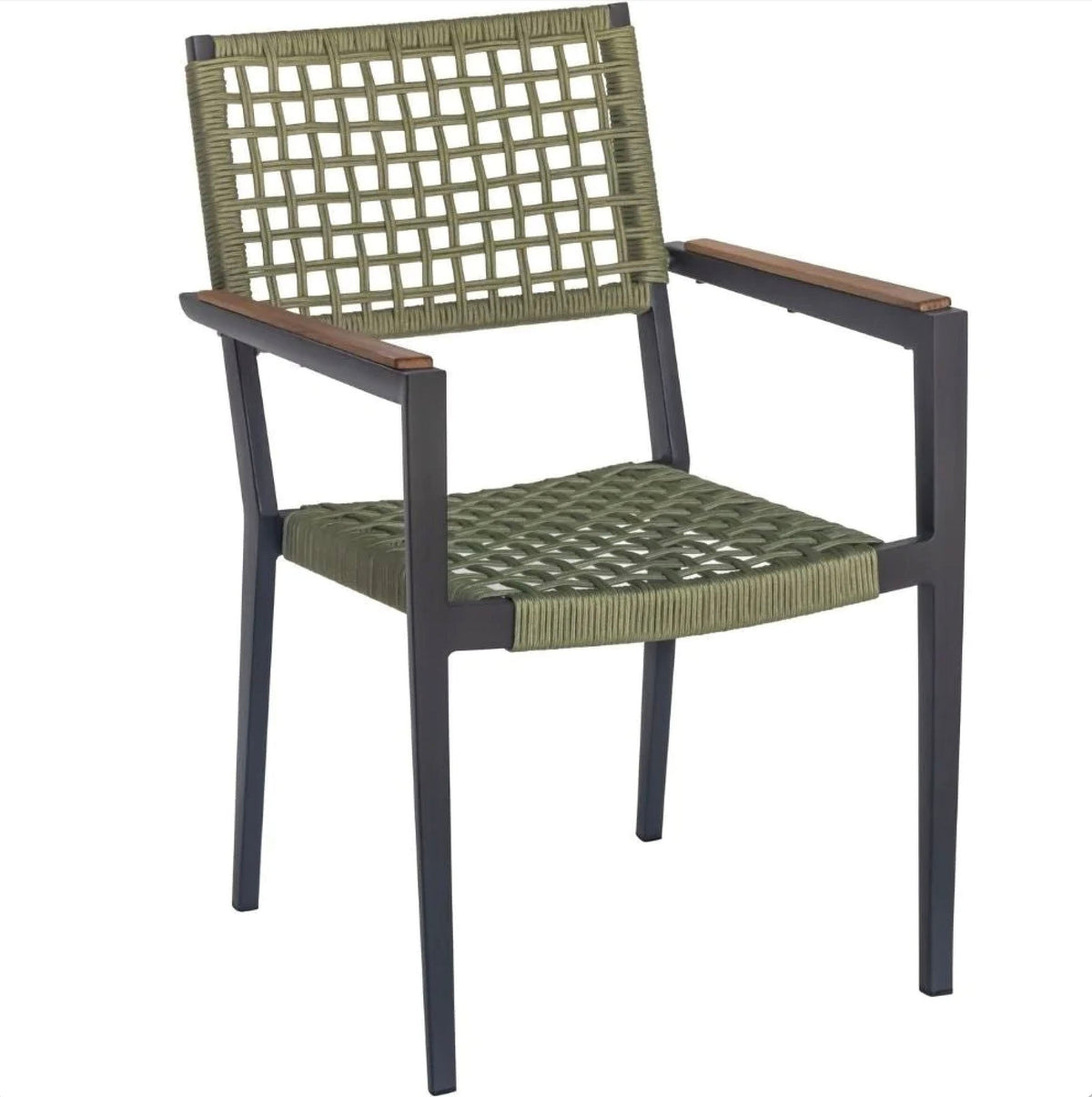 Champion green rope stackable restaurant patio chair