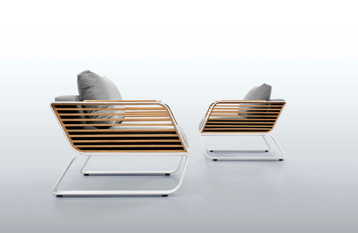 Armchair from the Aily L-shaped aluminum and teak outdoor sectional