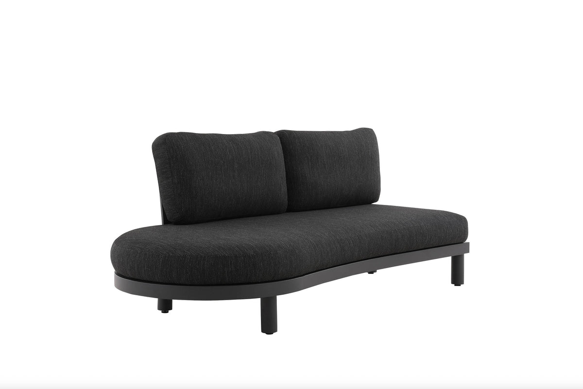 Alba anthracite aluminum corner sofa set with thick gray olefin cushions