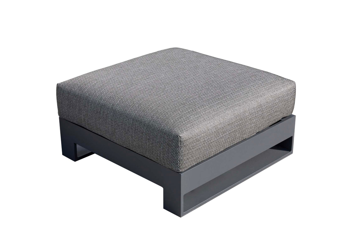 Iris black aluminum outdoor lounge chair with ottoman