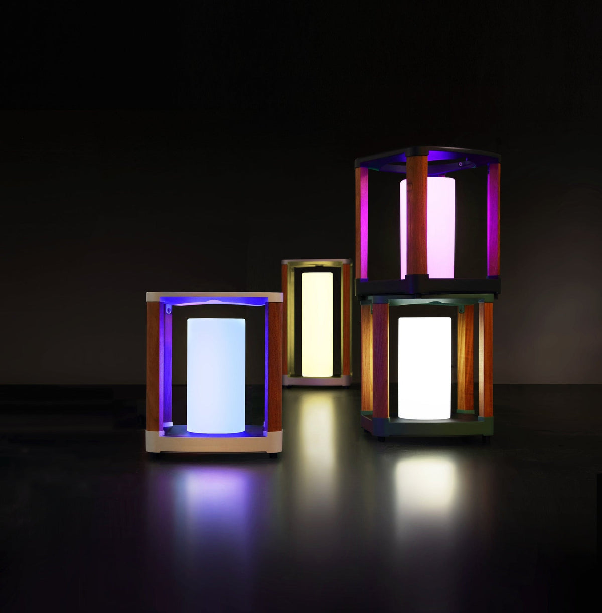 Aurora black solar outdoor lantern, small – multiple views
