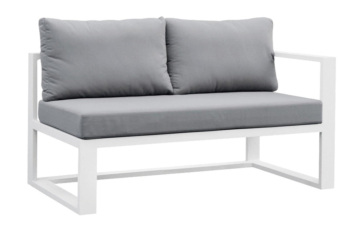 Belly Mini compact aluminum outdoor sectional with tinted glass table – another view
