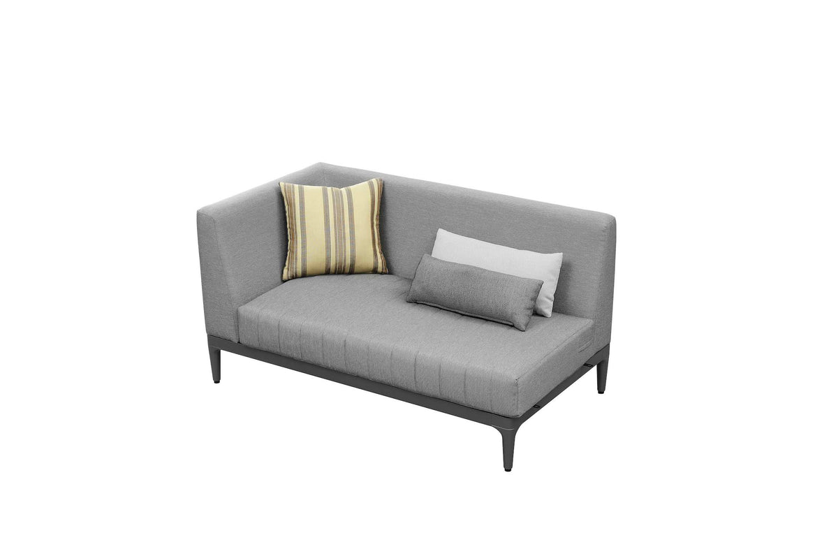 Chaise from the Sira Mini compact anthracite aluminum and teak outdoor sectional – another view