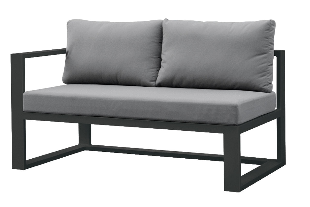 Belly Cosy small black aluminum outdoor sectional with glass coffee table – another view