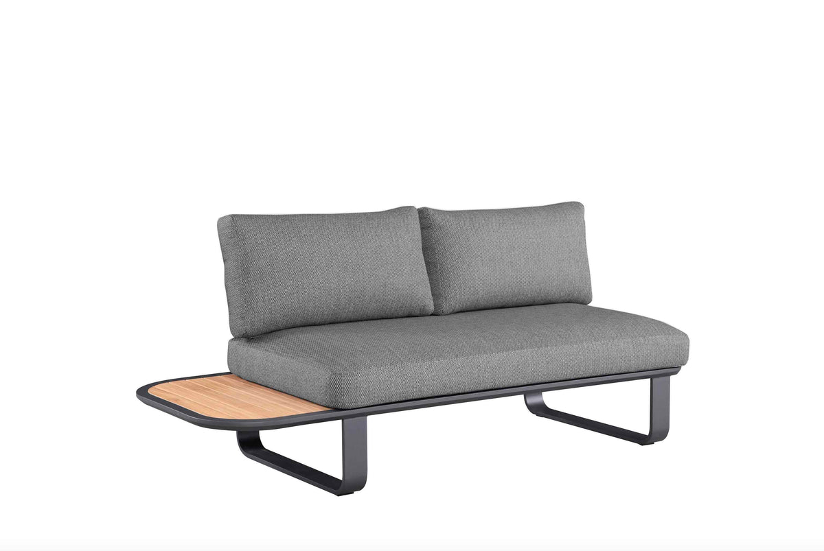 Chaise from the Emy black aluminum corner sectional with sunproof olefin cushions – another view