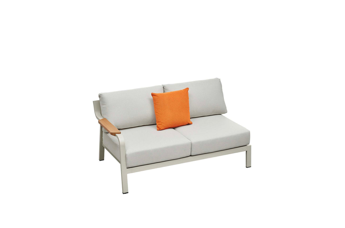 Chaise from the Viscounti cream aluminum and teak corner sofa with openwork backs – another view (2)