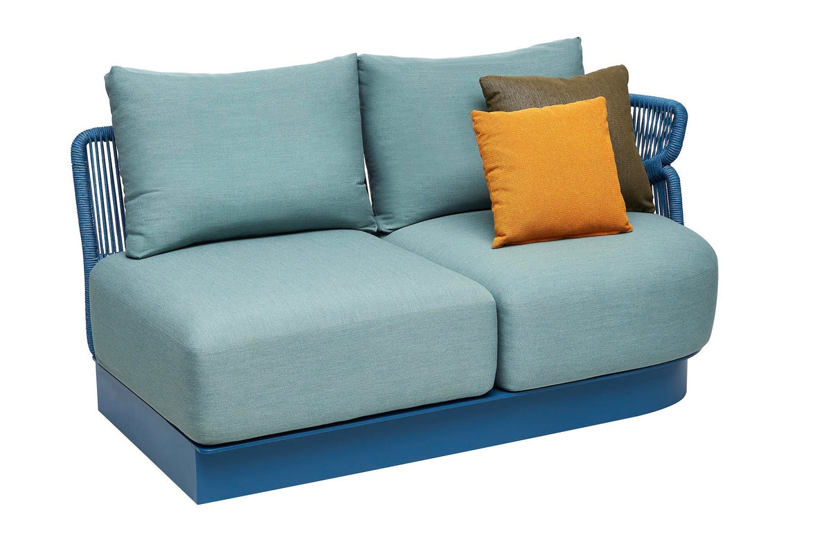 Chaise from the Laska curved blue rope outdoor corner sofa set with ceramic coffee table – another view
