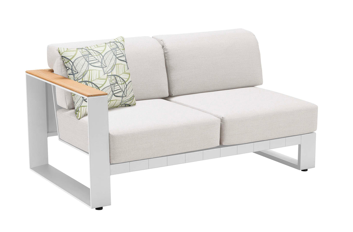 Chaise from the Sofy white aluminum and teak modular outdoor sectional – another view