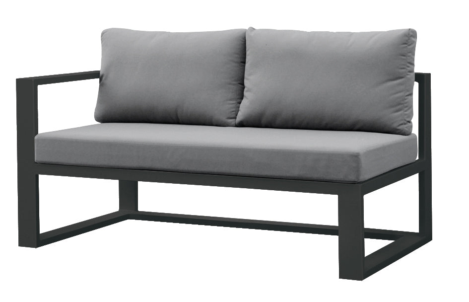 Belly black aluminum outdoor sectional with armchair and tinted glass table