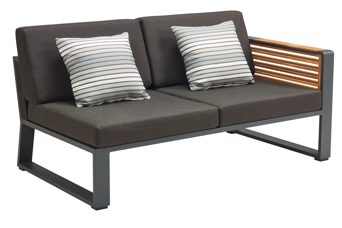 Cofy aluminum and teak outdoor sectional with drink cooler coffee table – another view