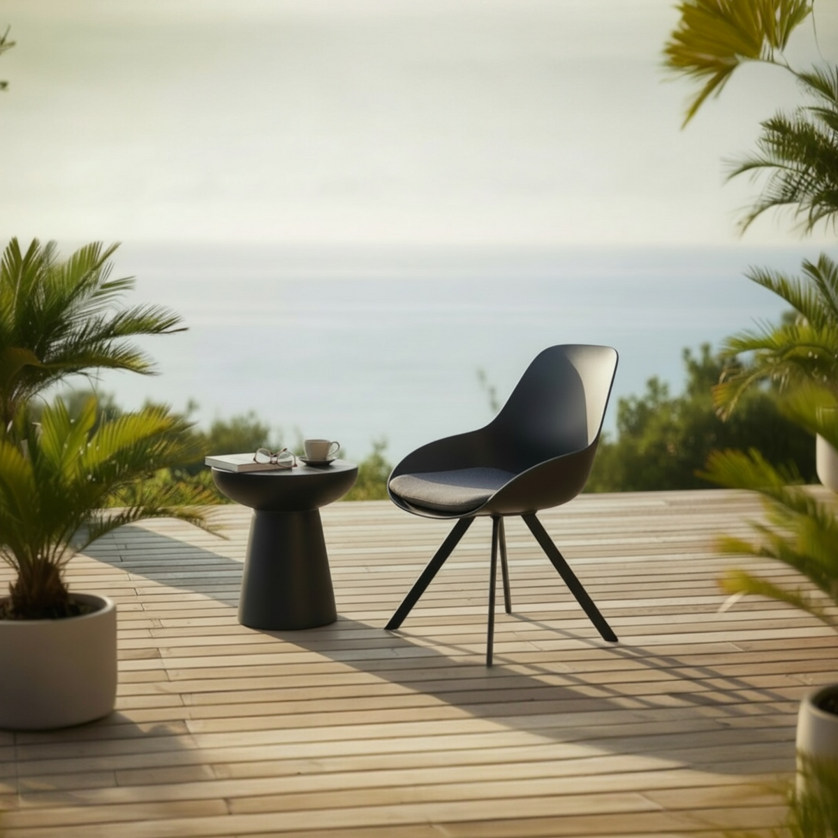 Mondo black outdoor dining chairs, set of 2 – shown outdoors (2)