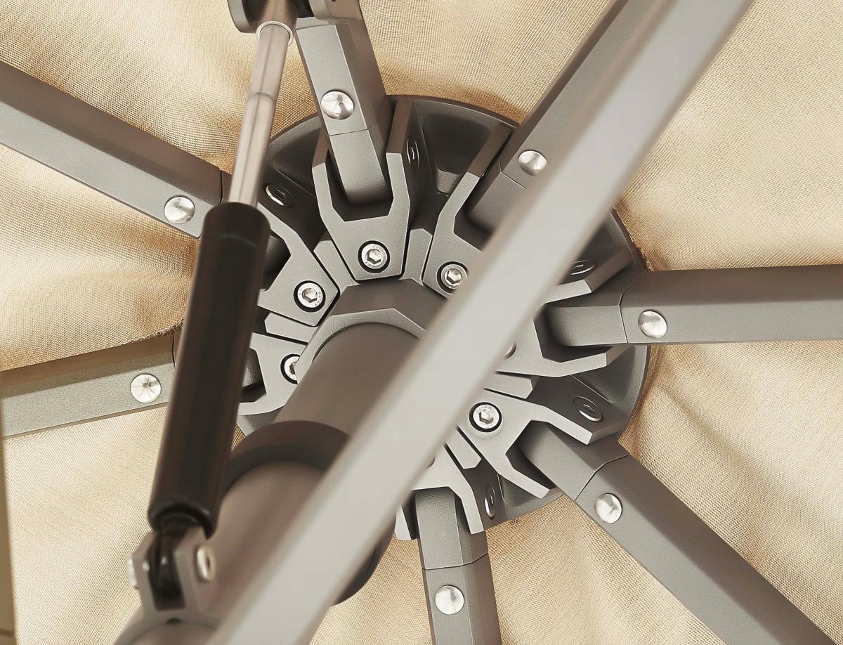 Loli beige gray aluminum patio umbrella, 2.75 x 2.75 m – close-up detail (2)