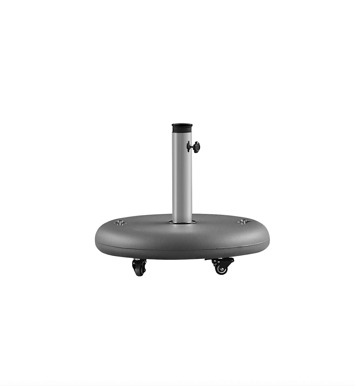 Round concrete base for the Loli beige gray aluminum patio umbrella, 2.75 x 2.75 m – another view