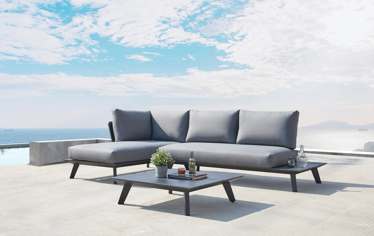 Tiny Mini anthracite modular corner sofa with reversible chaise – shown outdoors (3)